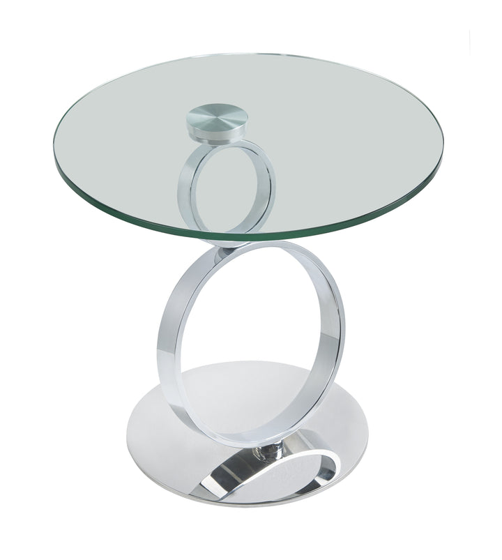 Jennifer Italia Quartet Round End Table With Glass Top-Jennifer Furniture