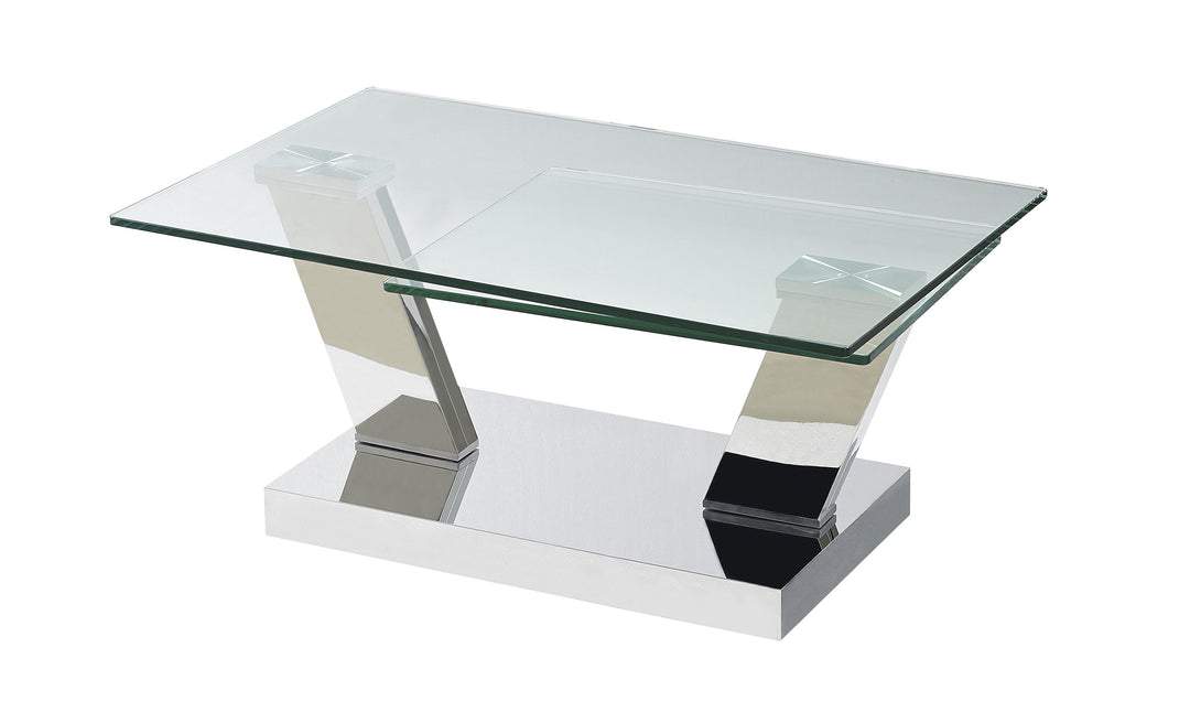 Jennifer Italia Mileto Rectangle Coffee Table With Glass Top-Jennifer Furniture