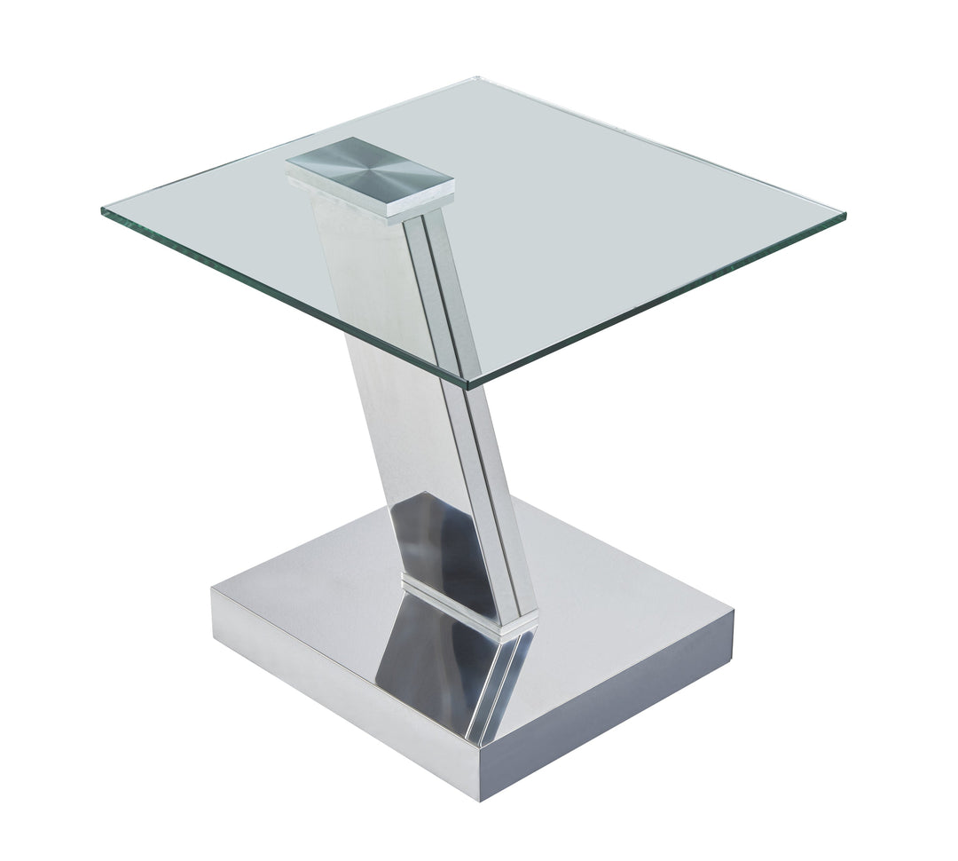 Jennifer Italia Cute Cut Square End Table with Glass Top-Jennifer Furniture