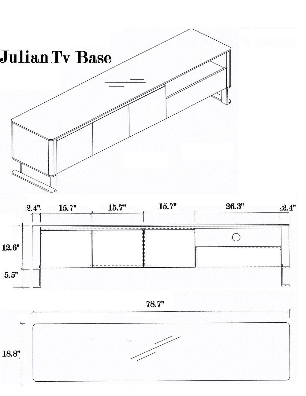 Jennifer Italia Benoit Rectangle Modern TV Base In Walnut-Jennifer Furniture