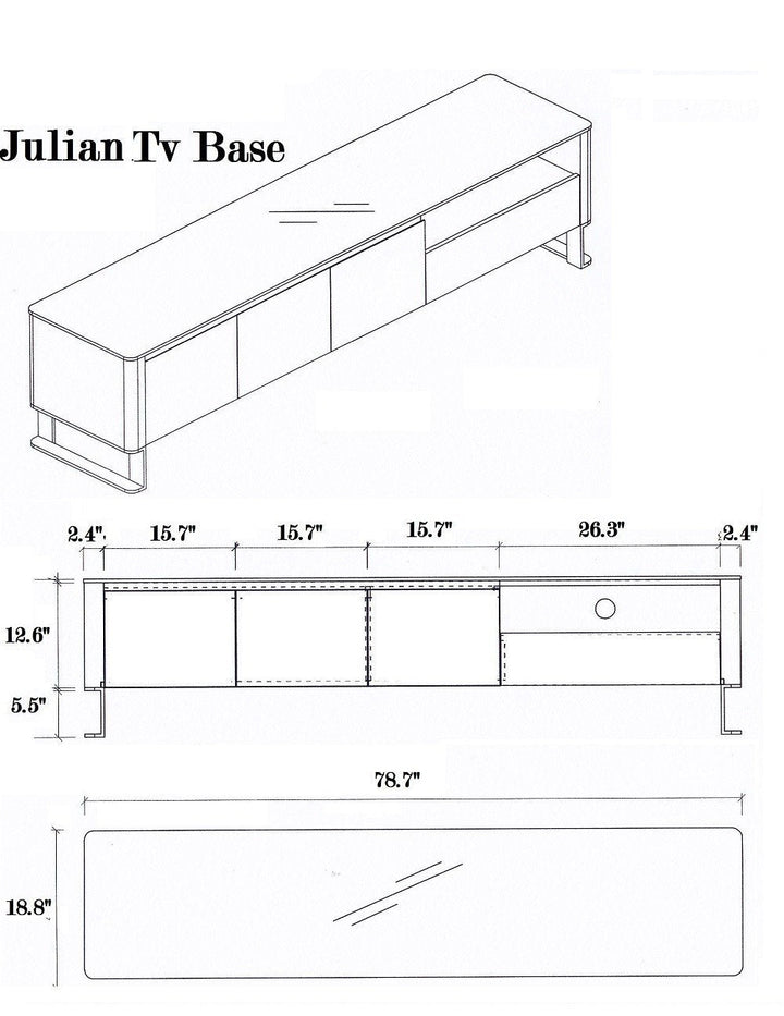 Jennifer Italia Benoit Rectangle Modern TV Base In Walnut-Jennifer Furniture