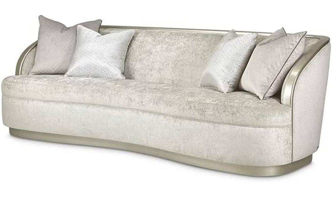 AICO Lanna 2-Seater Silver Mist Velvet Fabric Mansion Sofa