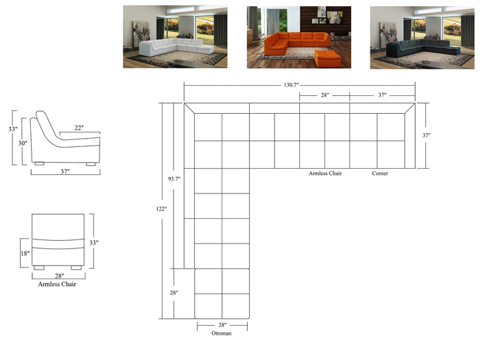 Lego Modular Sectional Sofa Set-Sectional Sofas-Jennifer Furniture