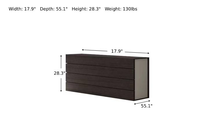 Jennifer Italia Backstage 4 Drawer Dresser in Wenge-Jennifer Furniture