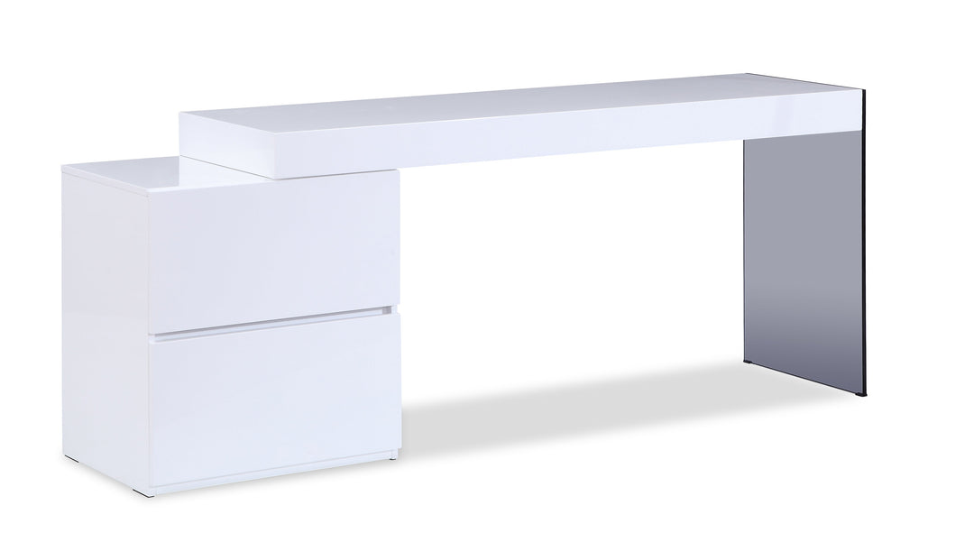 Pressbook 2 Drawers Modern Office Desk In White - Jennifer Furniture