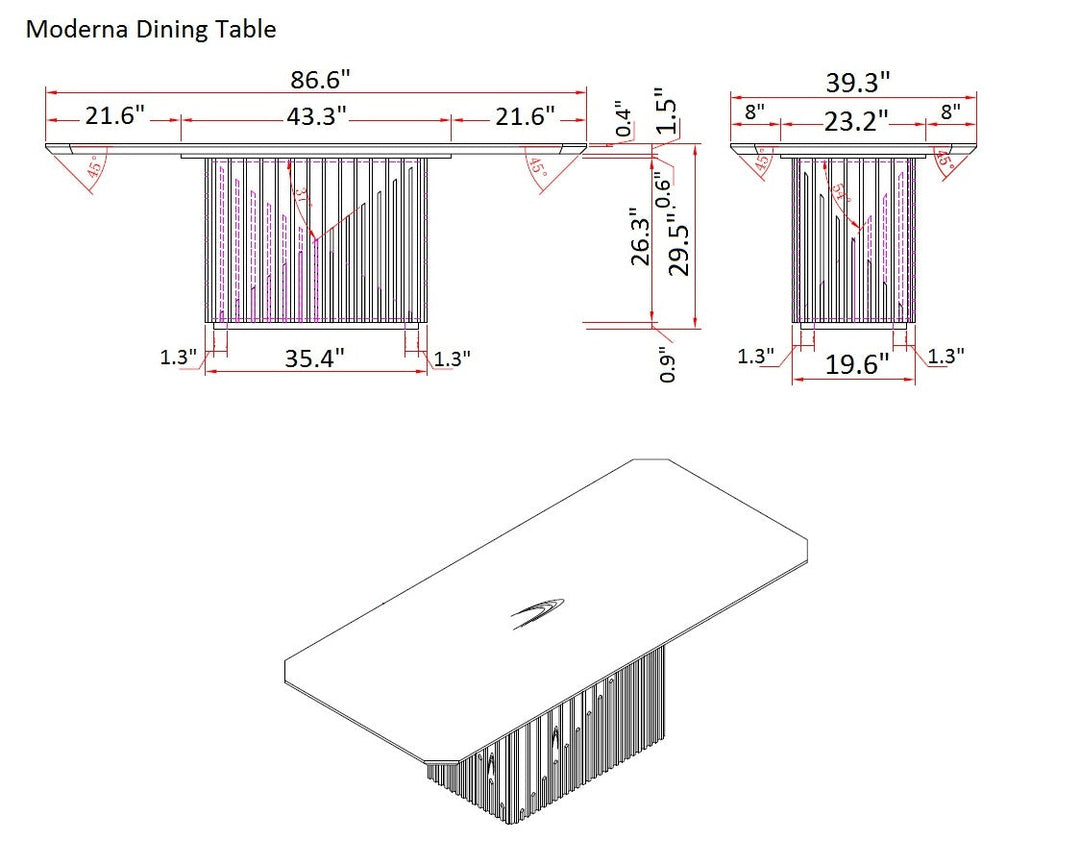 Moderna Dining Table-Dining Tables-Jennifer Furniture