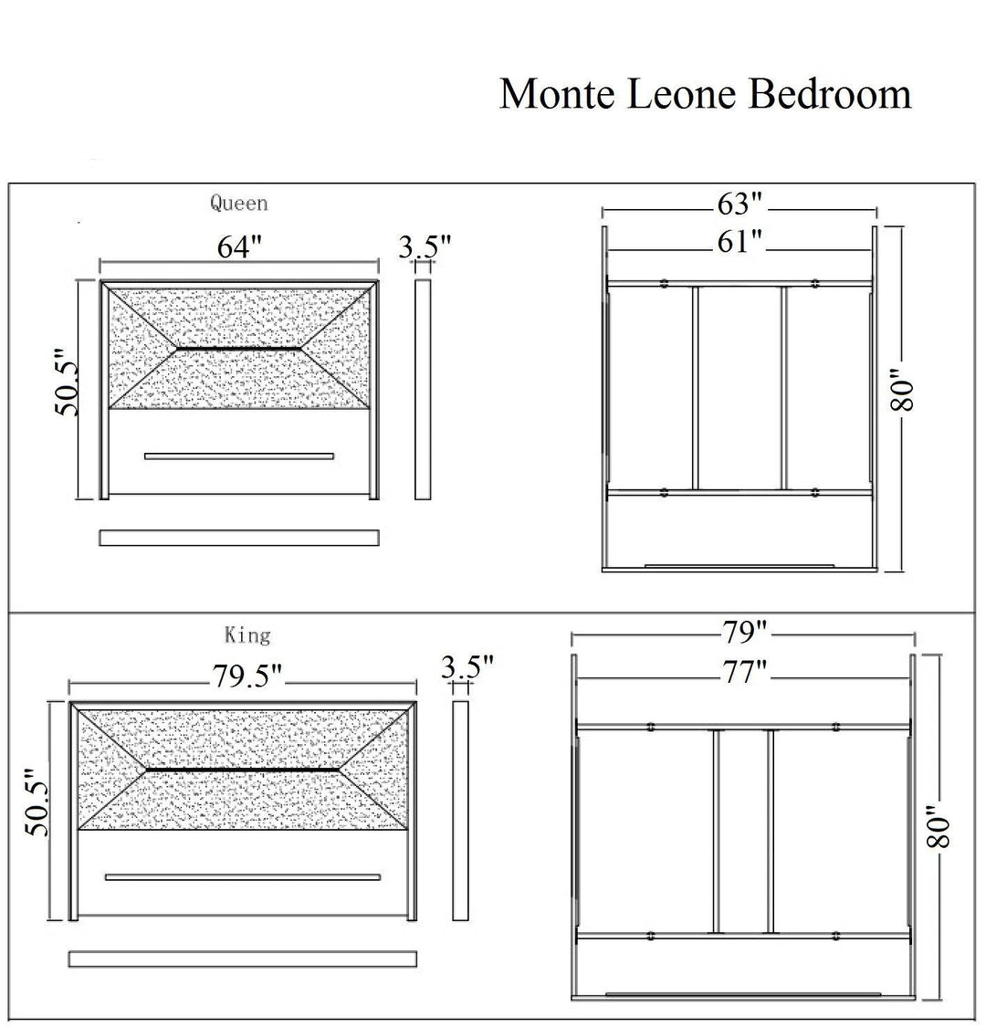 Track Wooden Panel Bed In Gray (King/Queen)-Jennifer Furniture