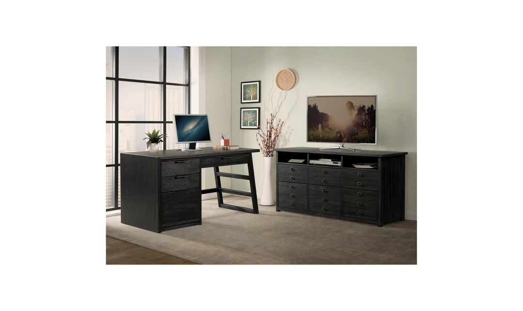 Perspectives Single Pedestal Desk-Desks-Jennifer Furniture