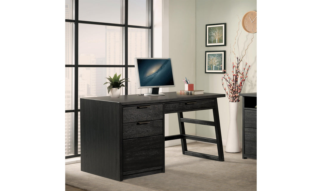 Perspectives Single Pedestal Desk-Desks-Jennifer Furniture