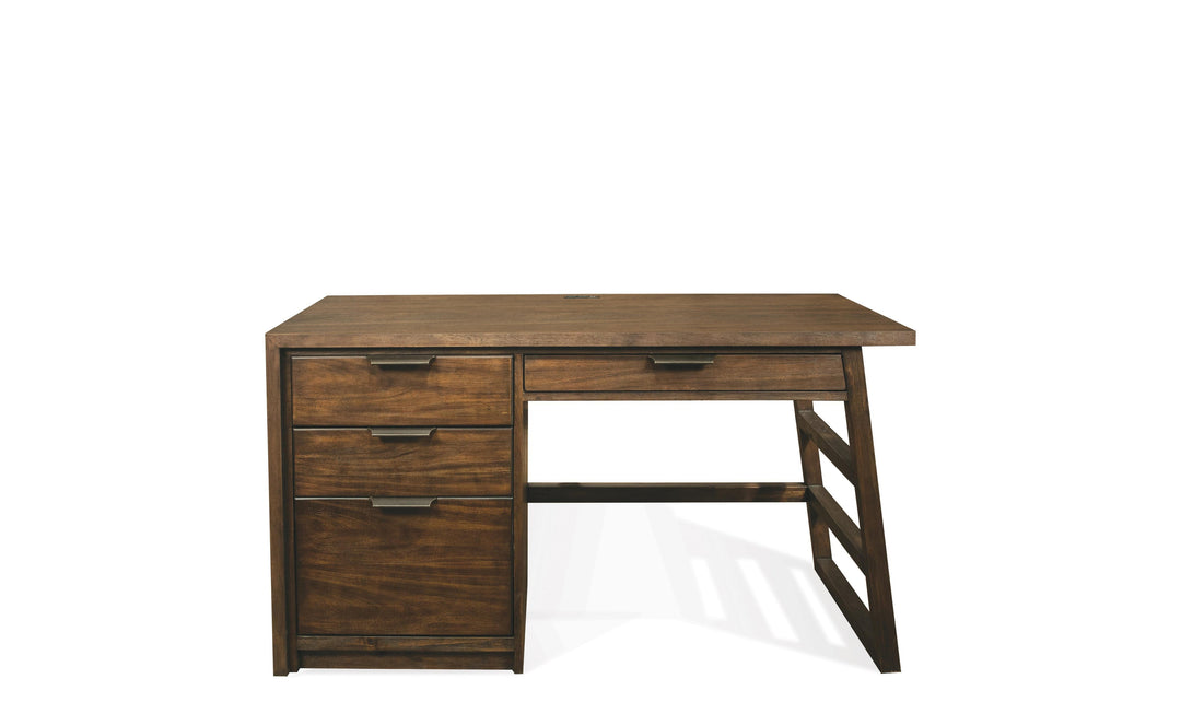 Perspectives Single Pedestal Desks - Brown-Desks-Jennifer Furniture