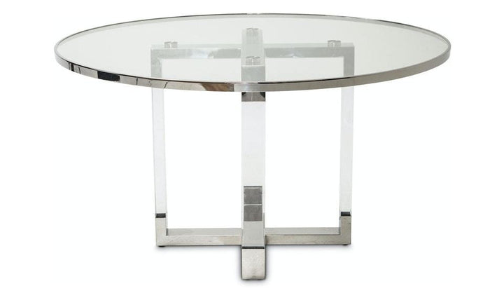 Round Dining Table W/Glass Insert (2 Pc)-Dining Tables-Jennifer Furniture