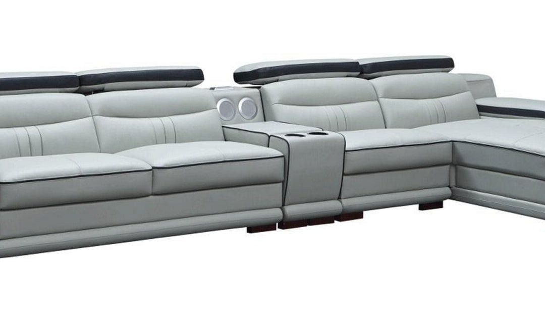 Tilt Leather L-shaped Sectional Sofa in Gray with Storage