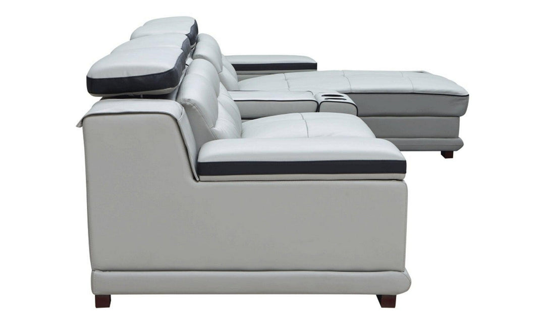 Tilt Leather L-shaped Sectional Sofa in Gray with Storage